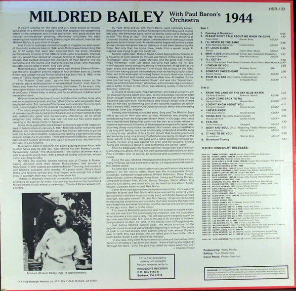 Mildred Bailey - The Uncollected Mildred Bailey 1944 (The CBS Radio...