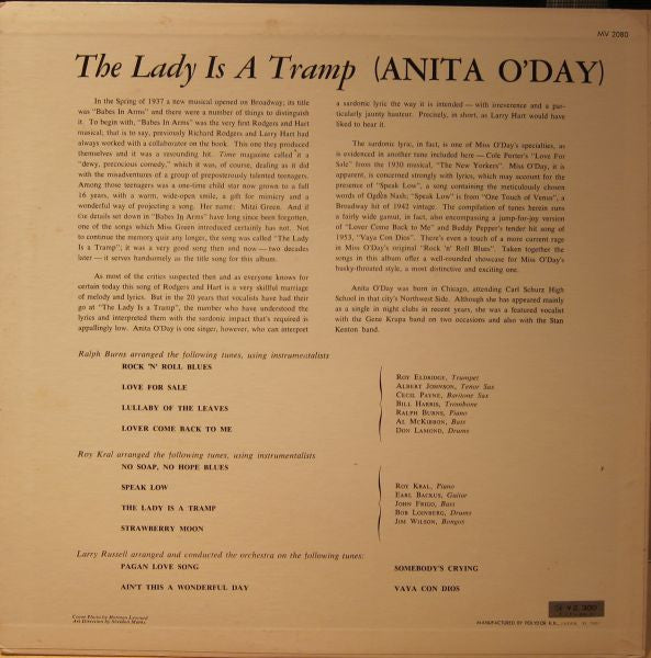Anita O'Day - The Lady Is A Tramp (LP, Album, Mono, RE)
