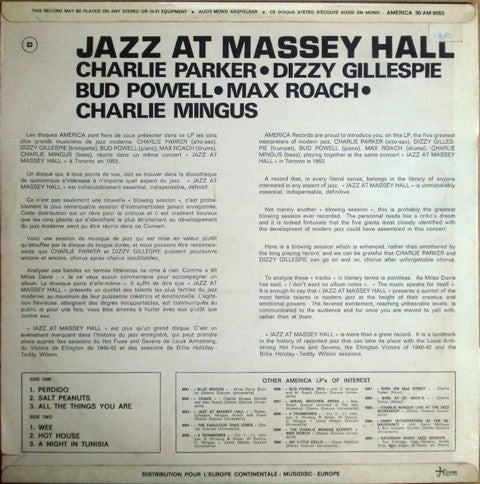 Charlie Parker - Jazz At Massey Hall(LP, Album, RE)