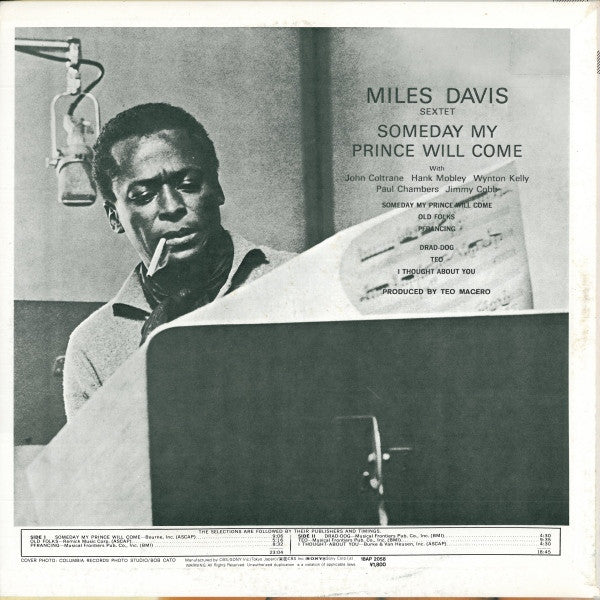 Miles Davis Sextet* - Someday My Prince Will Come (LP, Album, RE)