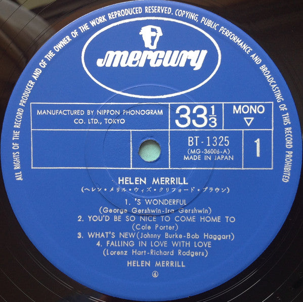 Helen Merrill - Helen Merrill = ヘレン・メリル・ウィズ・クリフォード・ブラウン(LP, Album, ...