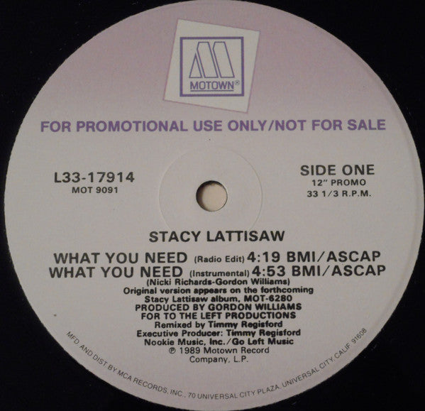 Stacy Lattisaw - What You Need (12"", Single, Promo)