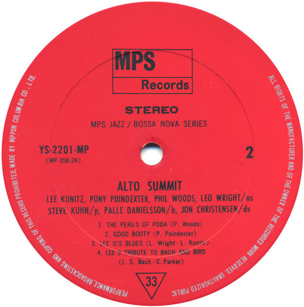 Lee Konitz - Alto Summit(LP, Album, Gat)
