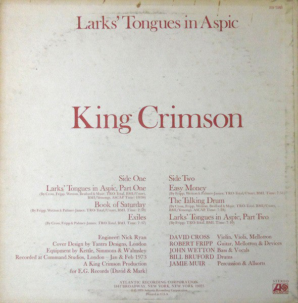 King Crimson - Larks' Tongues In Aspic (LP, Album, MO)