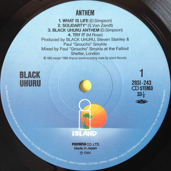 Black Uhuru - Anthem = 讃歌(LP, Album, S/Edition)