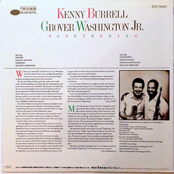 Kenny Burrell / Grover Washington, Jr. - Togethering (LP, Album)