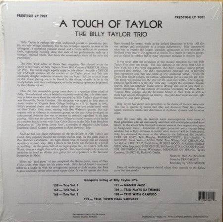 The Billy Taylor Trio* - A Touch Of Taylor (LP, Album, RE, RM)