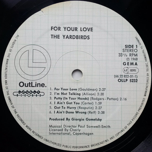 The Yardbirds - For Your Love (LP, Album, RE)