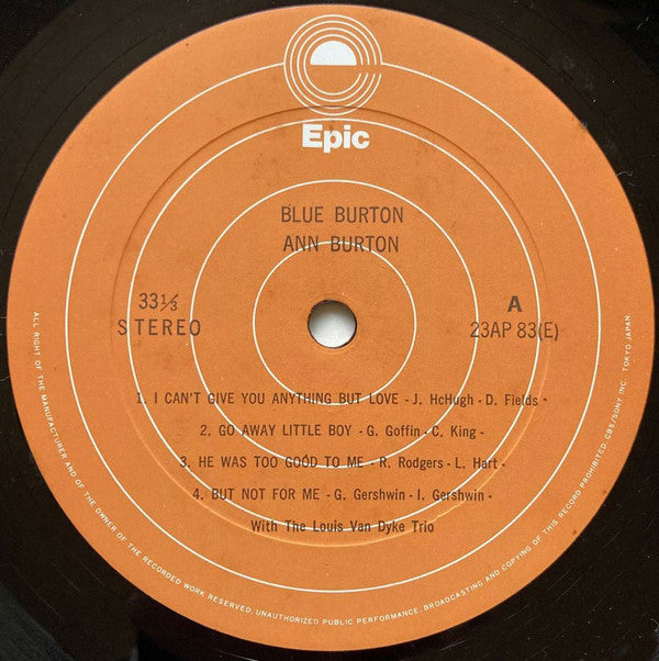 Ann Burton With The Louis Van Dyke Trio* - Blue Burton (LP, Album, RE)