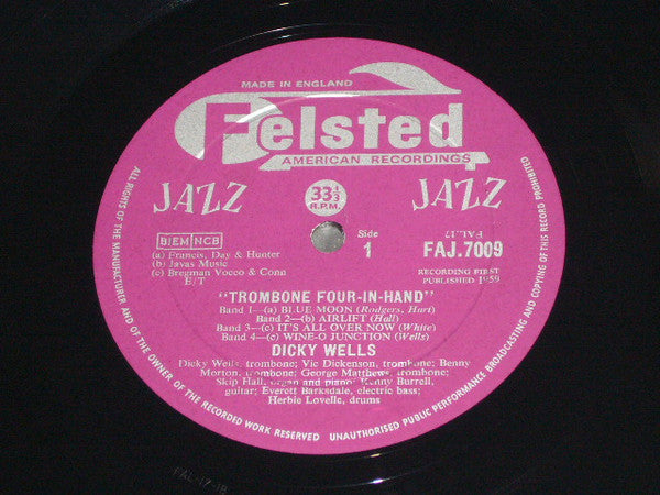 Dicky Wells* - Trombone Four-In-Hand (LP, Album, Mono)