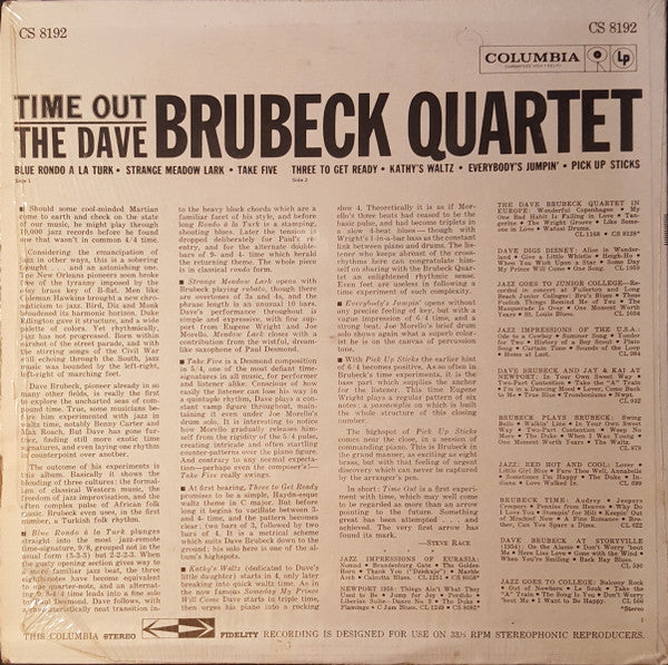 The Dave Brubeck Quartet - Time Out (LP, Album, RE)