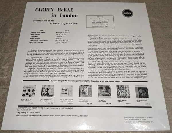 Carmen McRae - Carmen McRae In London (LP, Album, RE)