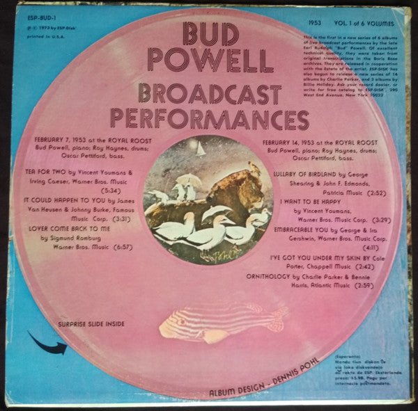 Bud Powell - Broadcast Performances 1953, Vol. 1 Of 6 Volumes(LP, Gre)