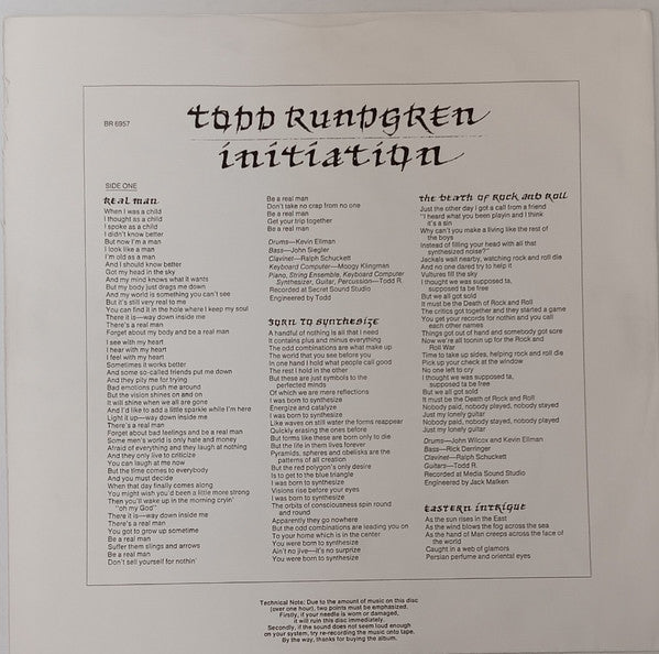 Todd Rundgren - Initiation (LP, Album, Win)