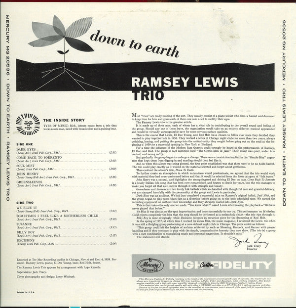 Ramsey Lewis Trio* - Down To Earth (LP, Album, Mono, RE)