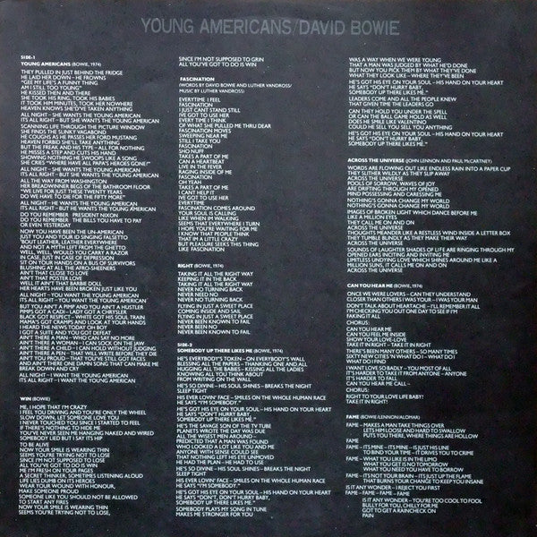 David Bowie - Young Americans (LP, Album, RE, Var)