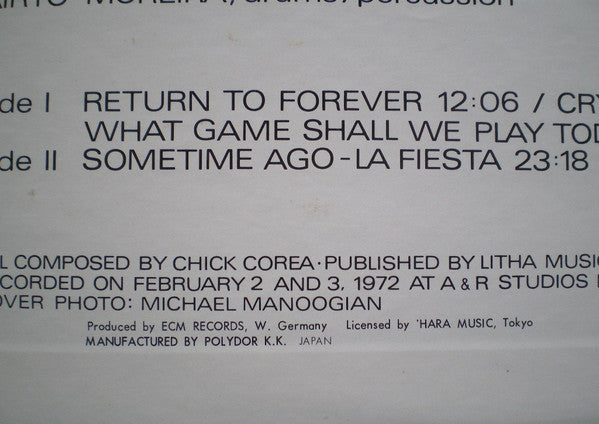 Chick Corea - Return To Forever (LP, Album, RE)