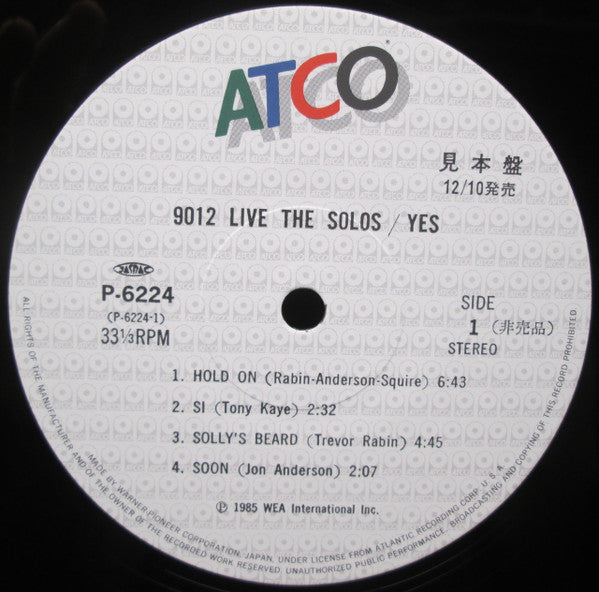 Yes - 9012Live - The Solos (LP, Album, Promo)