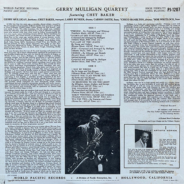 Gerry Mulligan Quartet - Gerry Mulligan Quartet(LP, Album, Mono)