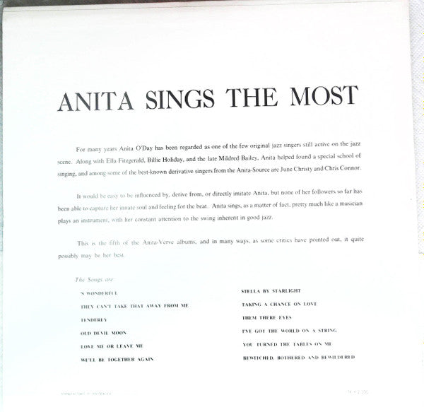 Anita O'Day - Anita Sings The Most (LP, Album, Mono, RE, ¥ 2)