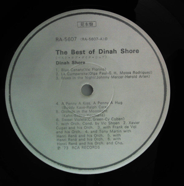 Dinah Shore - The Best Of Dinah Shore (LP, Comp, Mono, Promo)
