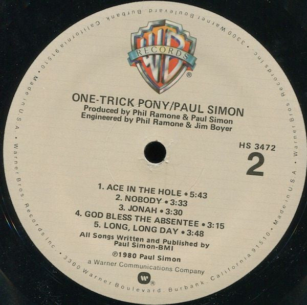 Paul Simon - One-Trick Pony (LP, Album, Spe)