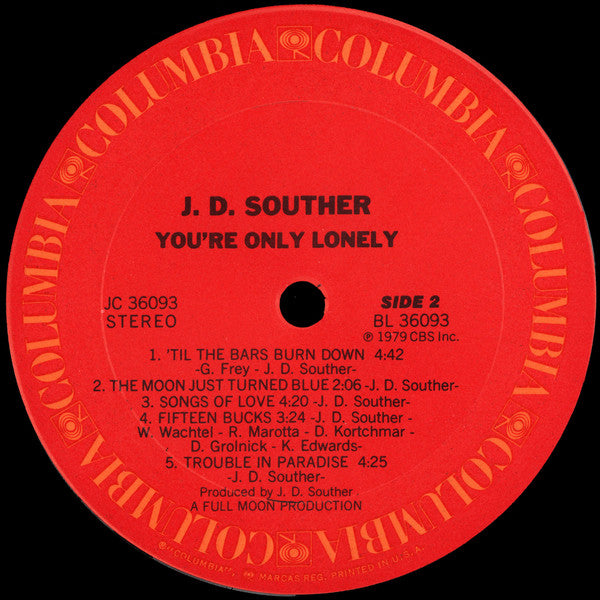 J.D. Souther* - You're Only Lonely (LP, Album, San)