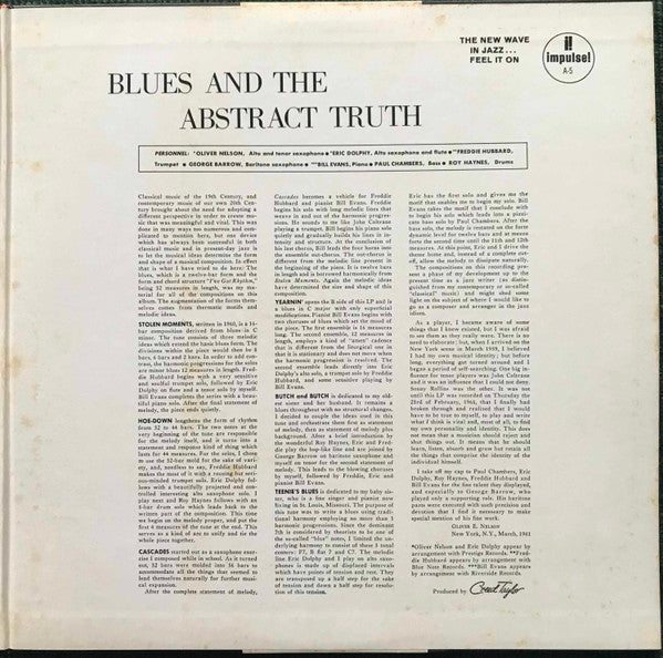 Oliver Nelson - The Blues And The Abstract Truth (LP, Album, RE, Gat)