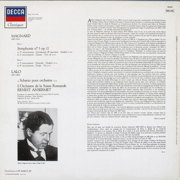 Albéric Magnard - Symphonie №3 / Scherzo Pour Orchestre(LP, RE)