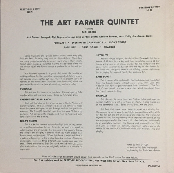 Art Farmer Quintet - Art Farmer Quintet Featuring Gigi Gryce(LP, Al...