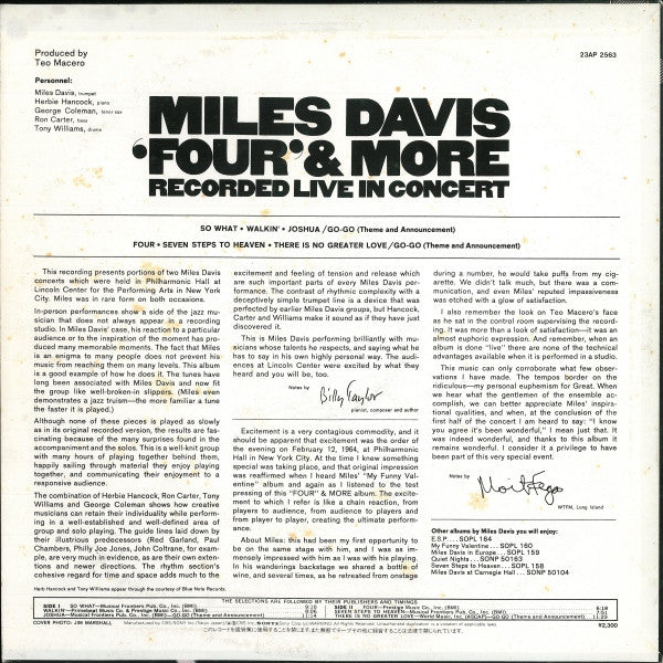 Miles Davis - 'Four' & More - Recorded Live In Concert (LP, Album, RE)