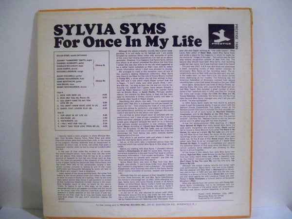 Sylvia Syms - For Once In My Life (LP, Album)