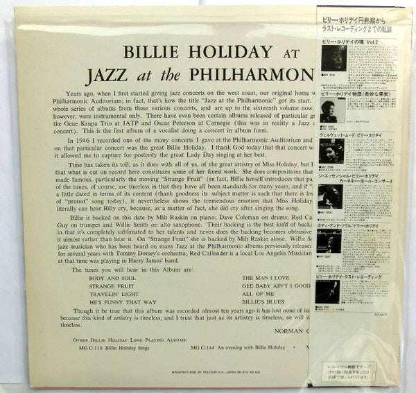 Billie Holiday - At Jazz At The Philharmonic (LP, Album, Mono, RE)