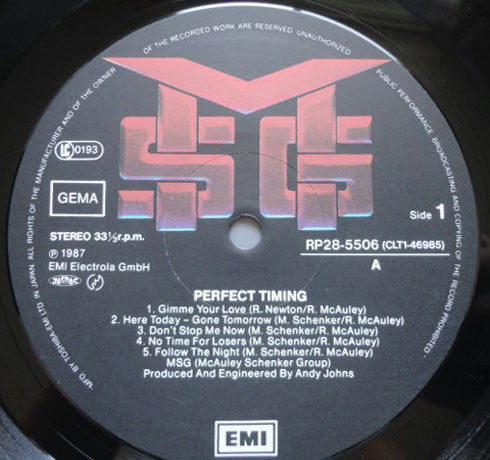 McAuley Schenker Group - Perfect Timing = パーフェクト・タイミング (LP, Album)