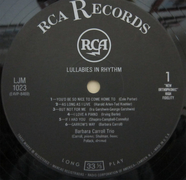 Barbara Carroll - Lullabies In Rhythm (LP, Mono, RE, Gat)