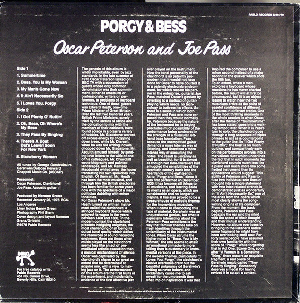 Oscar Peterson And Joe Pass - Porgy & Bess (LP, Album)