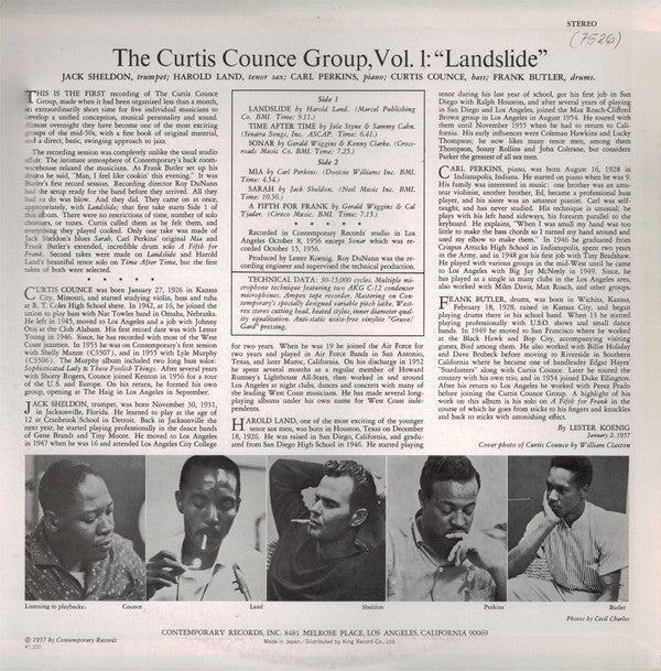 The Curtis Counce Group - Vol 1: Landslide (LP, Album, RE)