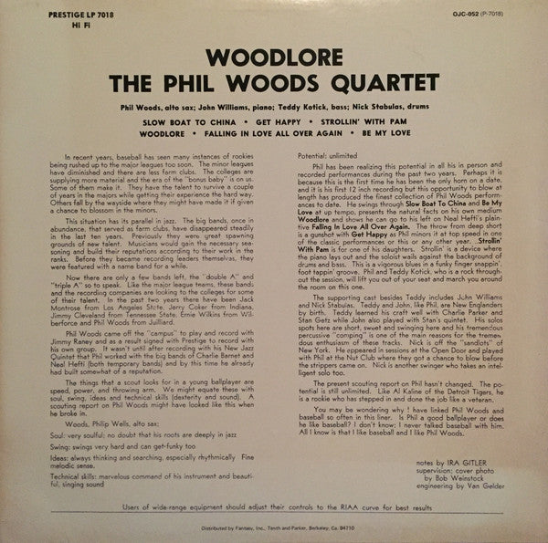 Phil Woods Quartet* - Woodlore (LP, Album, RE)
