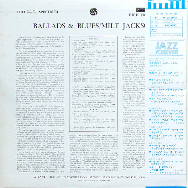 Milt Jackson - Ballads & Blues (LP, Album, Mono, RE)