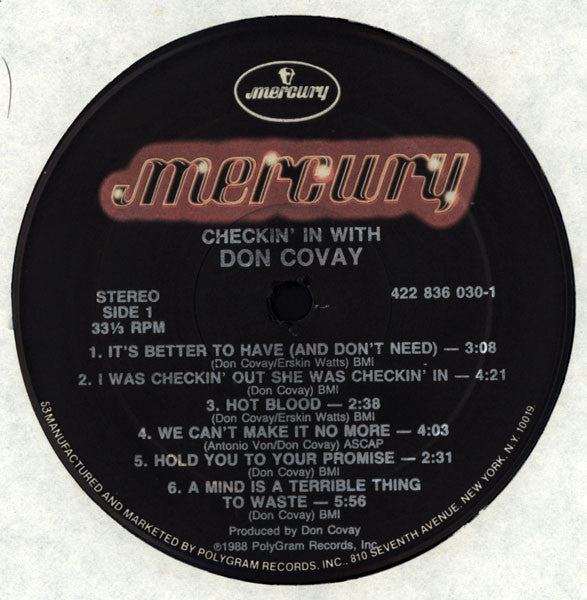 Don Covay - Checkin' In With Don Covay (LP, Comp)