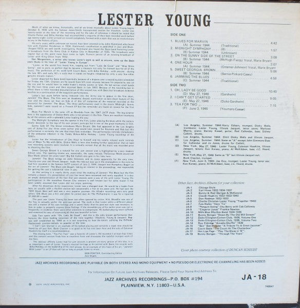 Lester Young - Jammin With Lester (LP, Album)