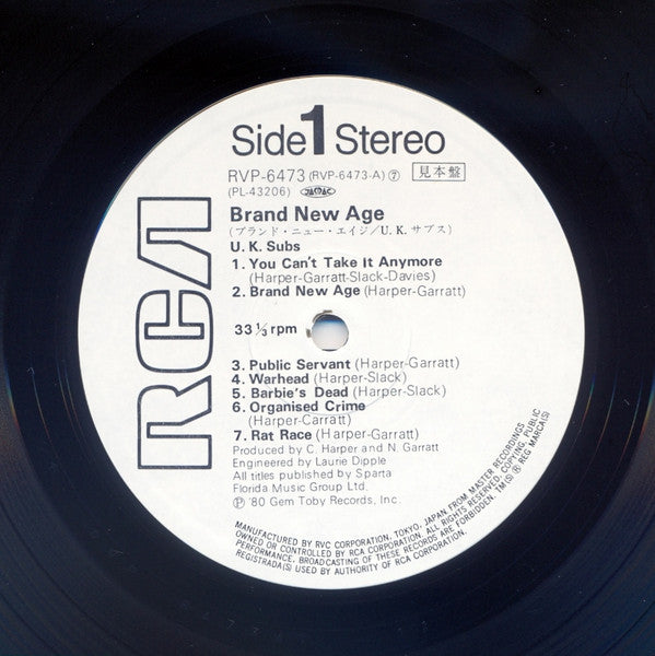 U.K. Subs* - Brand New Age (LP, Promo)
