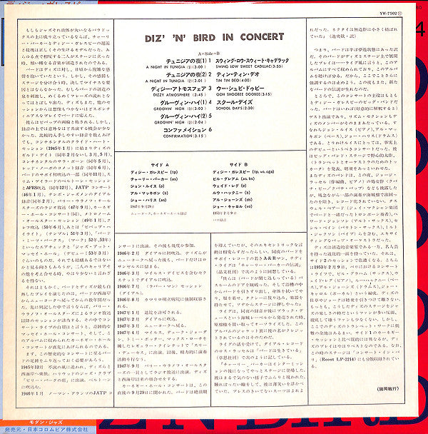 Dizzy Gillespie - Diz 'N' Bird In Concert(LP, Album, Comp, Mono, RE)