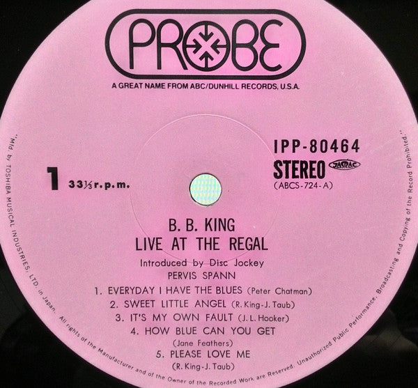 B.B. King - Live At The Regal (LP, Album)