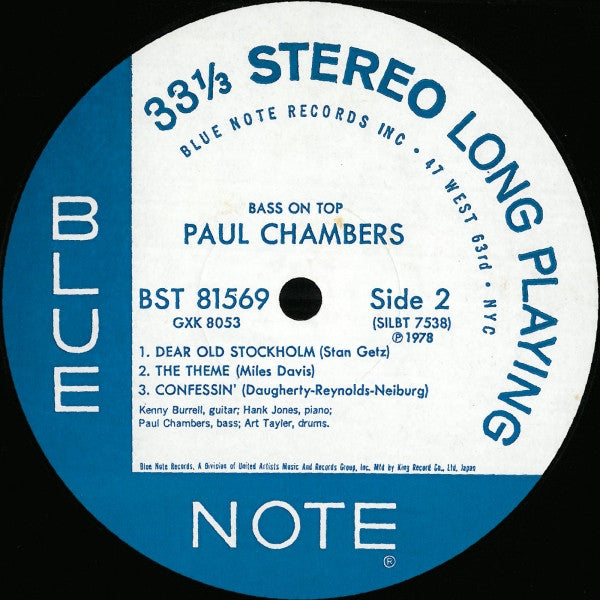 Paul Chambers Quartet - Bass On Top (LP, Album, RE)