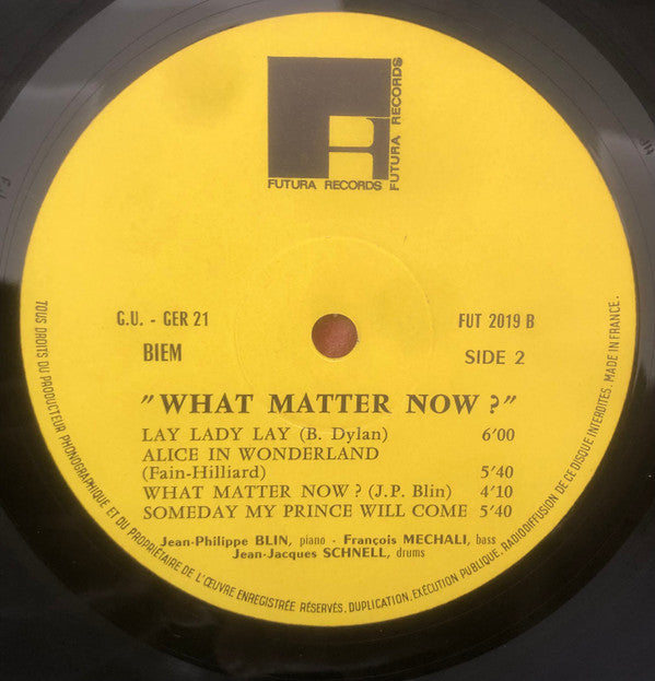 Jean-Philippe Blin Trio - What Matter Now ? (LP, Album, RP)