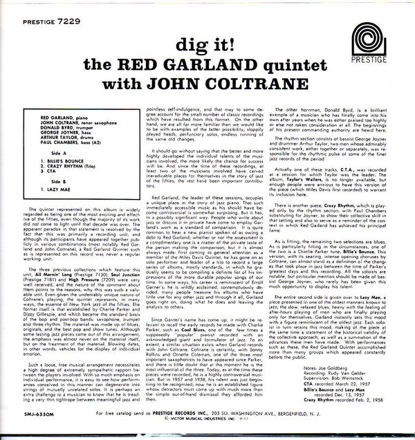 The Red Garland Quintet - Dig It!(LP, Album, Mono, RE)