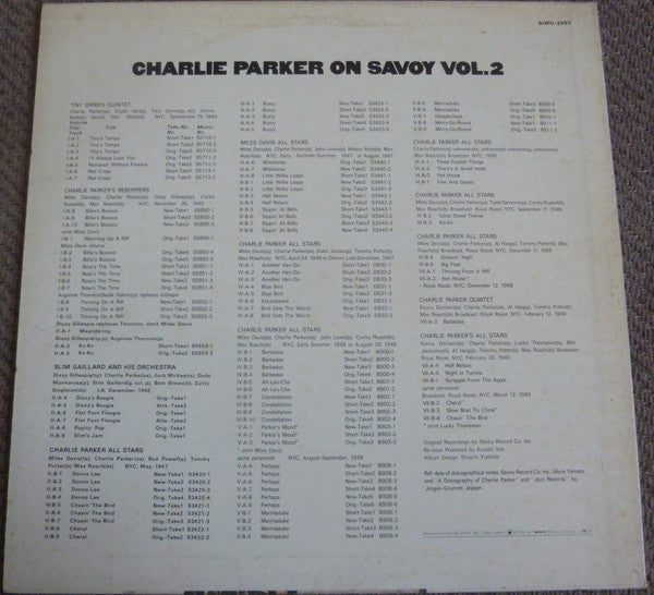 Charlie Parker - Charlie Parker On Savoy Vol. 2 (LP, Comp, Mono, RE)