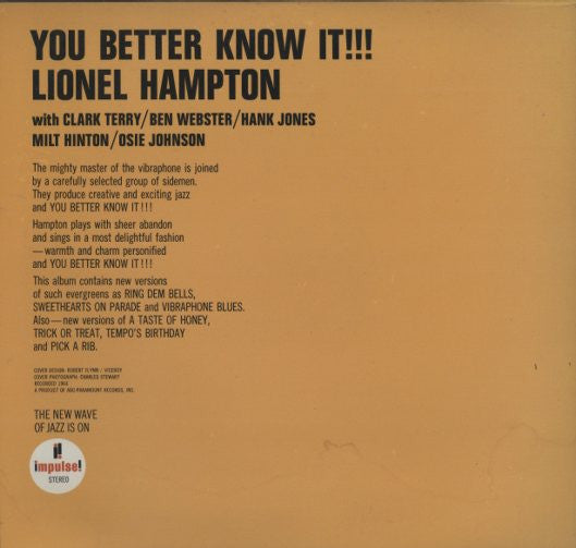 Lionel Hampton - You Better Know It!!! (LP, Album, RE)