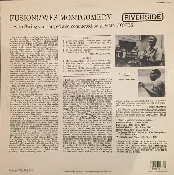 Wes Montgomery - Fusion! (LP, Album, Mono, RE, RM)